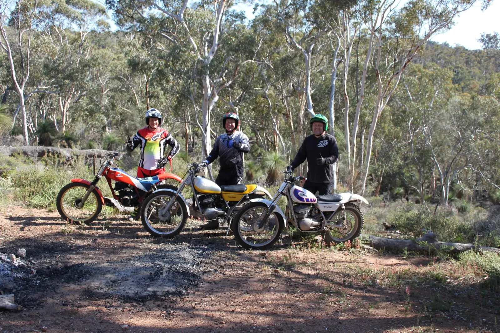 Pathfinders riders with classic trials motorcycles