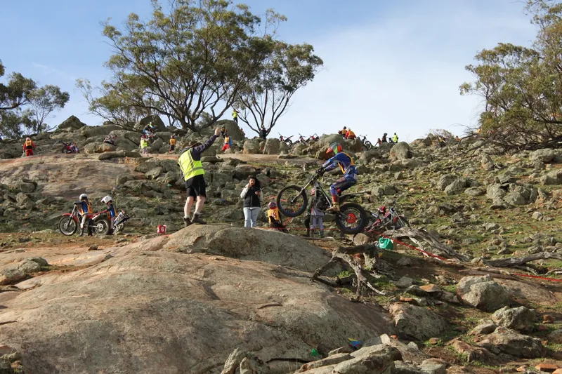 Junior riders and families sharing a Pathfinders trials event