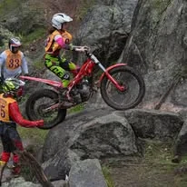 Trials rider negotiating a marked section at the 2025 WA State Championships