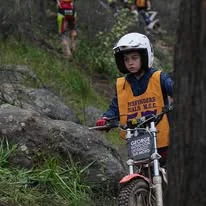 Trials rider competing over rocky terrain at the 2025 WA State Championships