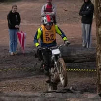 Trials rider negotiating a marked section at the 2025 WA State Championships