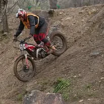 Trials rider negotiating a marked section at the 2025 WA State Championships